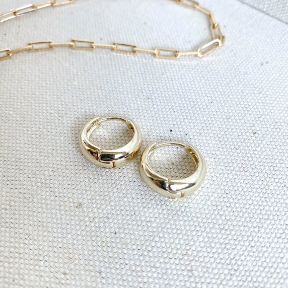 *NEW* 14K Gold Plated Hoop Earrings - Picture 3 of 5